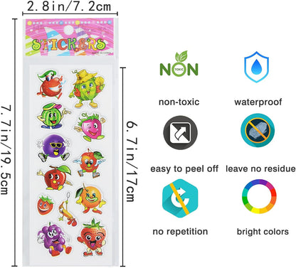 24 Sheets(500+) 3D Puffy Stickers for Toddlers Kids, Bulk Preschool Sticker Sheets for Reward, Craft, Scrapbooking Including Animal, Fruits, Dinosaurs, Fish and More