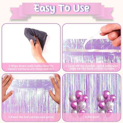 Voircoloria 3 Pack 3.3x8.2 Feet Gold Foil Fringe Backdrop Curtains, Tinsel Streamers, Fringe Backdrop for 2025 New Years Eve, Graduation, Birthday, Baby Shower, Gender Reveal, Disco Party - Colors A