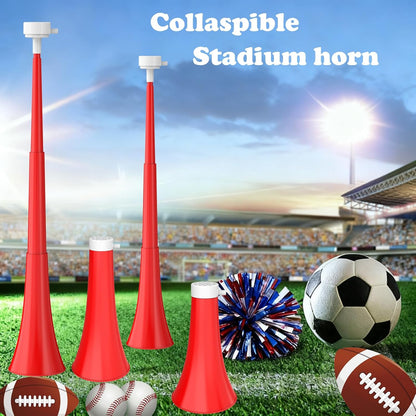 Collapsible Stadium Horn 24 Inch Vuvuzela Noise Makers Plastic Cheering Trumpet Blow Horns Noisemakers for Sporting Events Football Games School Sports Party Supplies Favors Accessories