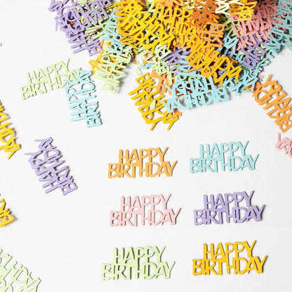 Pink Happy Birthday Confetti - Girl Birthday Party Decorations - Light Pink Glitter Scatters for Baby Girl Party Table Decor Supplies - 100PC