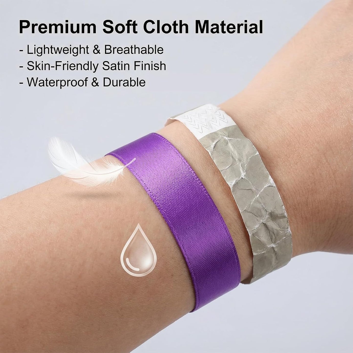 50 Pcs Cloth Event Wristband Disposable Fabric Bracelets Party Entrance Identification Wrist Strap for Concert Club Admission Summer Camp Festival VIP Drink Ticket ID