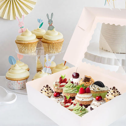 Cupcake Boxes 10 PCS, 12 Count Cupcake Containers with Window and Inserts, Quality Cupcakes Holder White Bakery Boxes Holding Dessert/Pastry, Cupcake Carrier for Birthday Party Bakery Supplies