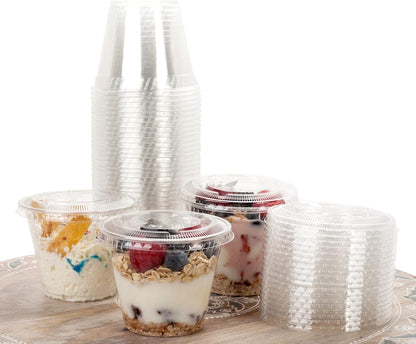 Golden Apple Cup series, 9oz Clear Plastic cups with Flat lids no hole 50sets