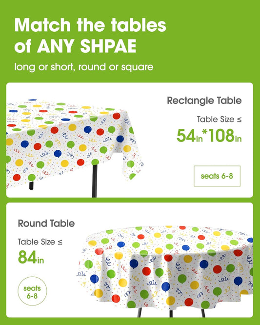 Pureegg Plastic Table Cloth Disposable 8 Pack, 54 x 108 Inch Table Cloths, Party, Picnic, Wedding, Decorative Tablecloths, Rectangle, White Plastic Cover, Leakproof & Sturdy, White