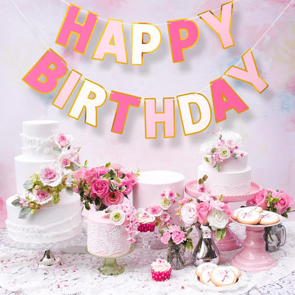 Happy Birthday Banner - 9ft Pre-Strung Happy Birthday Sign for Women, Men, Girls, Boys - No DIY Birthday Decorations & Party Supplies(Macaron)