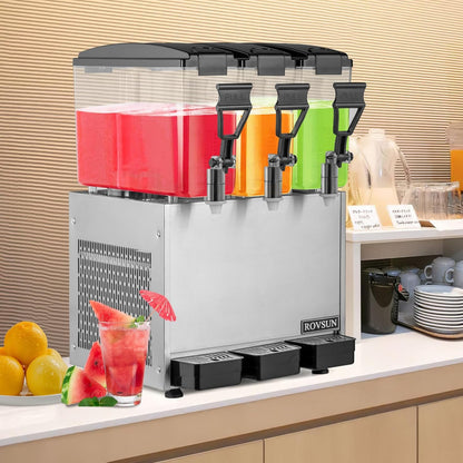 ROVSUN 9.6 Gallon/36L Commercial Beverage Dispenser Drink Dispenser, 18L X 2 Tanks Commercial Juice Dispenser Stainless Steel with Thermostat Controller for Home Restaurant Bar Party 110V/60HZ