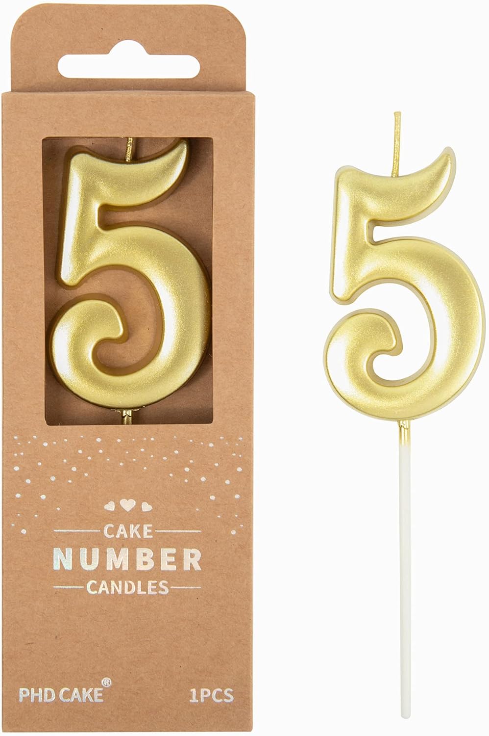 PHD CAKE 2.76 Inch Elegant Gold 1 Number Birthday Candles, Gold Number Candles, Cake Number Candles, Party Celebration