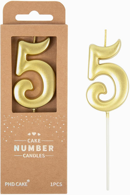 PHD CAKE 2.76 Inch Elegant Gold 1 Number Birthday Candles, Gold Number Candles, Cake Number Candles, Party Celebration
