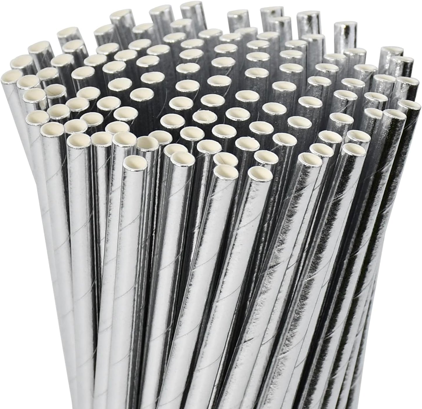 Disposable Paper Straws Solid Green - 7.75'' x 0.24'', 100 Counts - for Drinking, Beverage, Juice, Soda, Bar Supplies