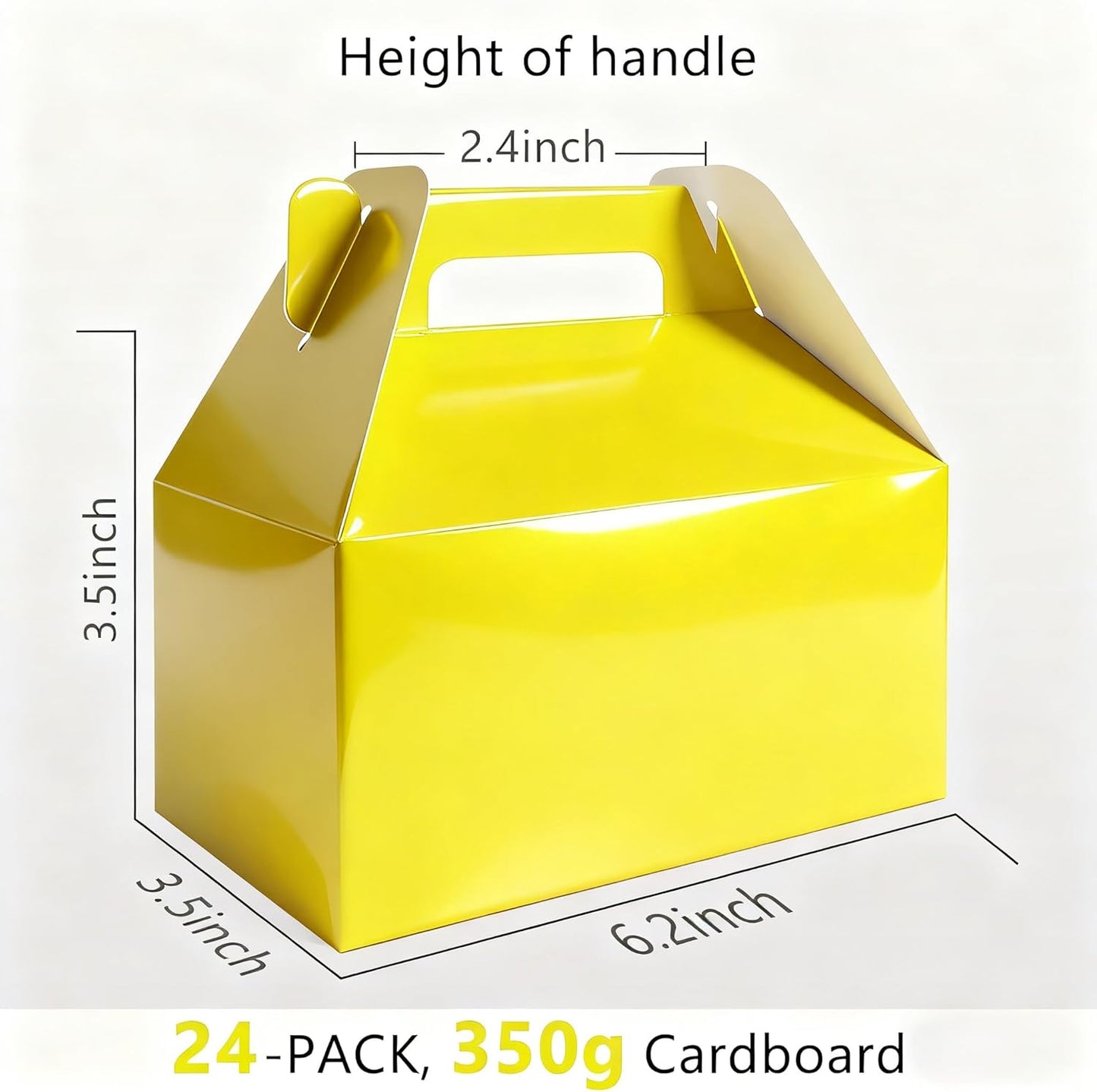 XAGLVV 24 Pack White Paper Gable Boxes,6.2 Inch Candy Boxes with Handle, Snack Party Favor& Gift Cookie bags for kids Birthday,Wedding, Baby Shower, Graduation.