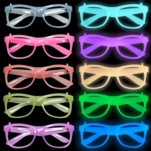 10 Pack Neon Glow Glasses Party Glasses Glow in The Dark UV Black Light Birthday Wedding Decorations Golw Party Supplies