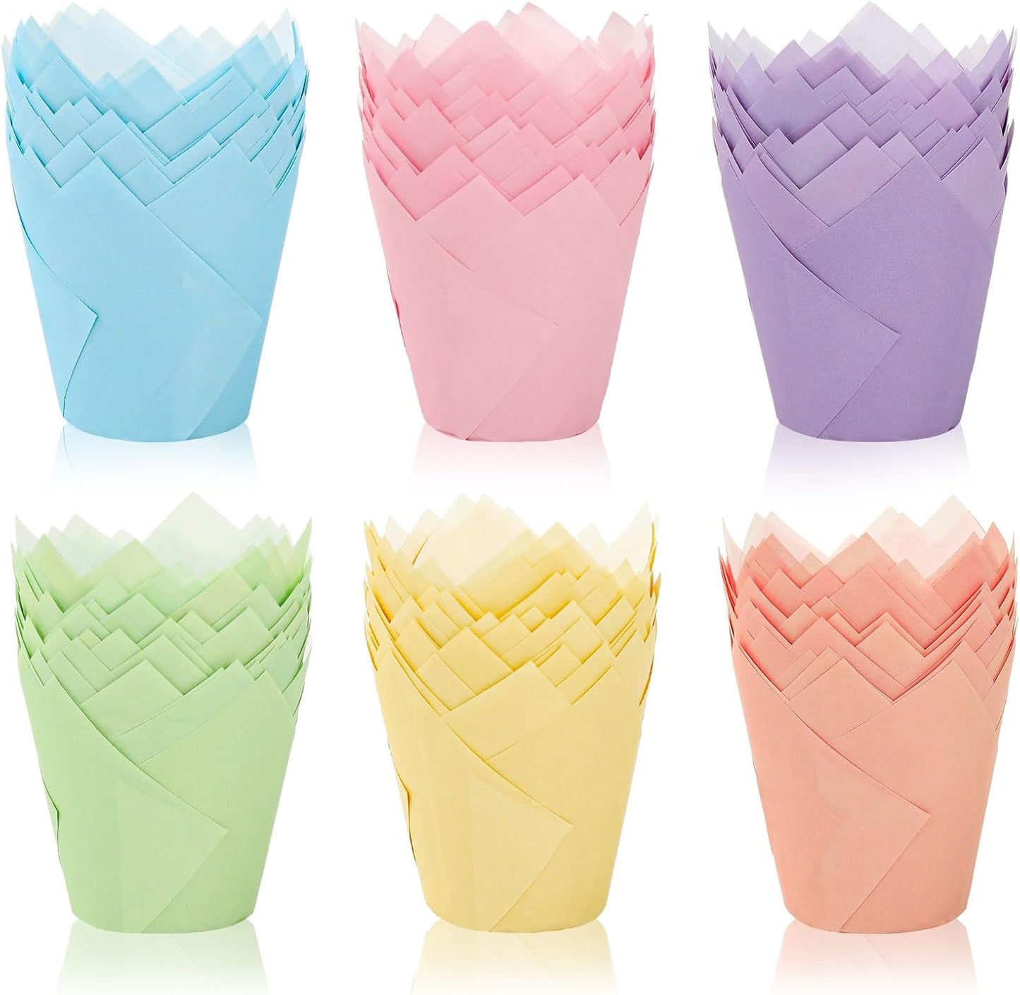 FYSUIMU 180Pcs Sage Green Tulip Cupcake Liners Gradient Green Muffin Baking Cups Cupcake Wrappers for Wedding Bridal Shower Spring Holiday Party Supplies