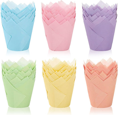 FYSUIMU 180Pcs Sage Green Tulip Cupcake Liners Gradient Green Muffin Baking Cups Cupcake Wrappers for Wedding Bridal Shower Spring Holiday Party Supplies