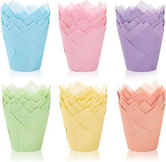 FYSUIMU 180Pcs Sage Green Tulip Cupcake Liners Gradient Green Muffin Baking Cups Cupcake Wrappers for Wedding Bridal Shower Spring Holiday Party Supplies