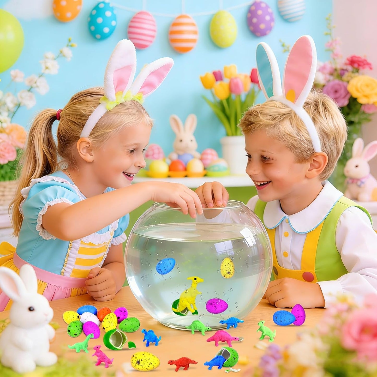 60 Pcs Hatching Dinosaur Eggs for Kids Party Favors, Easter Egg Filled with Toys Novelty Grow in Water Dino Eggs with Toys Inside Easter Basket Stuffers Birthday Gifts, Classroom Prize, Pinata Fillers