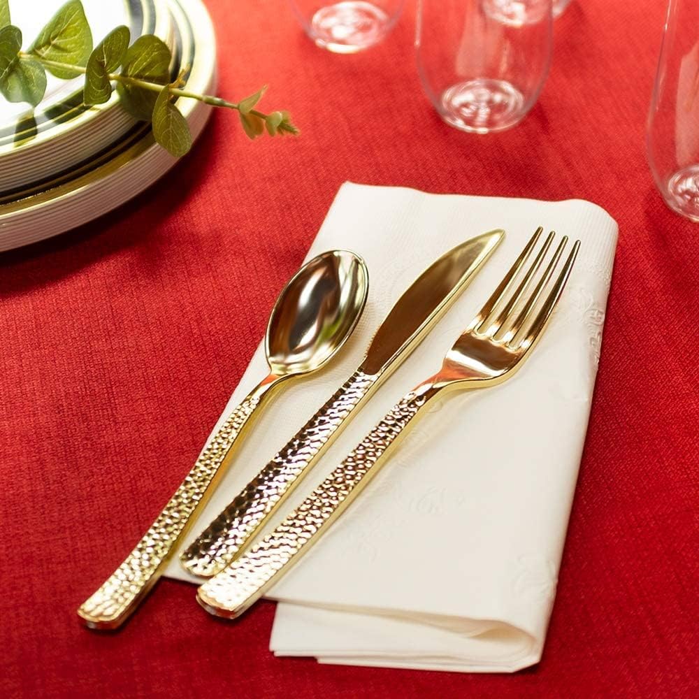 Plastic Cutlery Silverware Extra Heavyweight Disposable Flatware, Full Size Cutlery Combo, Polished Silver, 80 Forks, 40 Spoons, 40 Knifes, Value Pack 160 Count