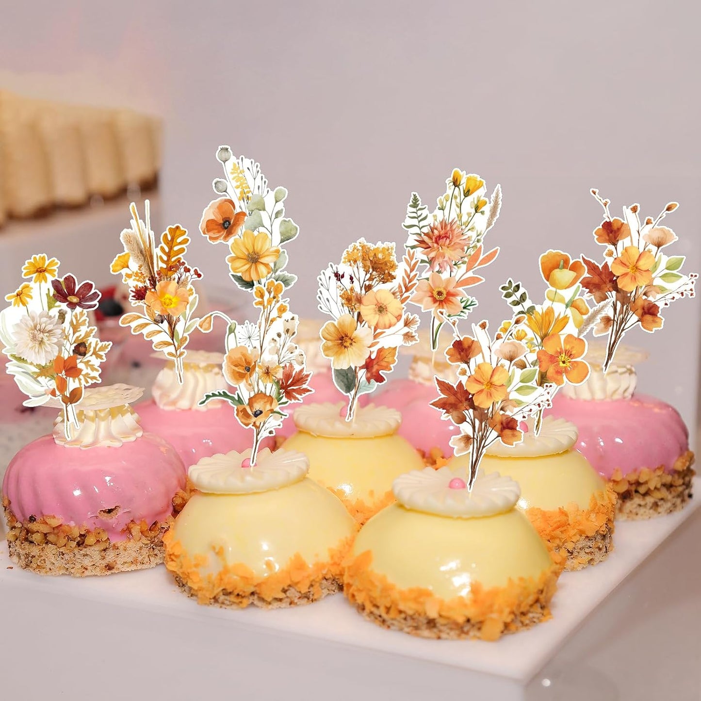 Rngmsi Flower Birthday Cupcake Toppers Decorations, 40PCS Wildflower Baby in Bloom Baby Shower Cake Decorations for Girls Women, Garden Floral Fairy Party Decor