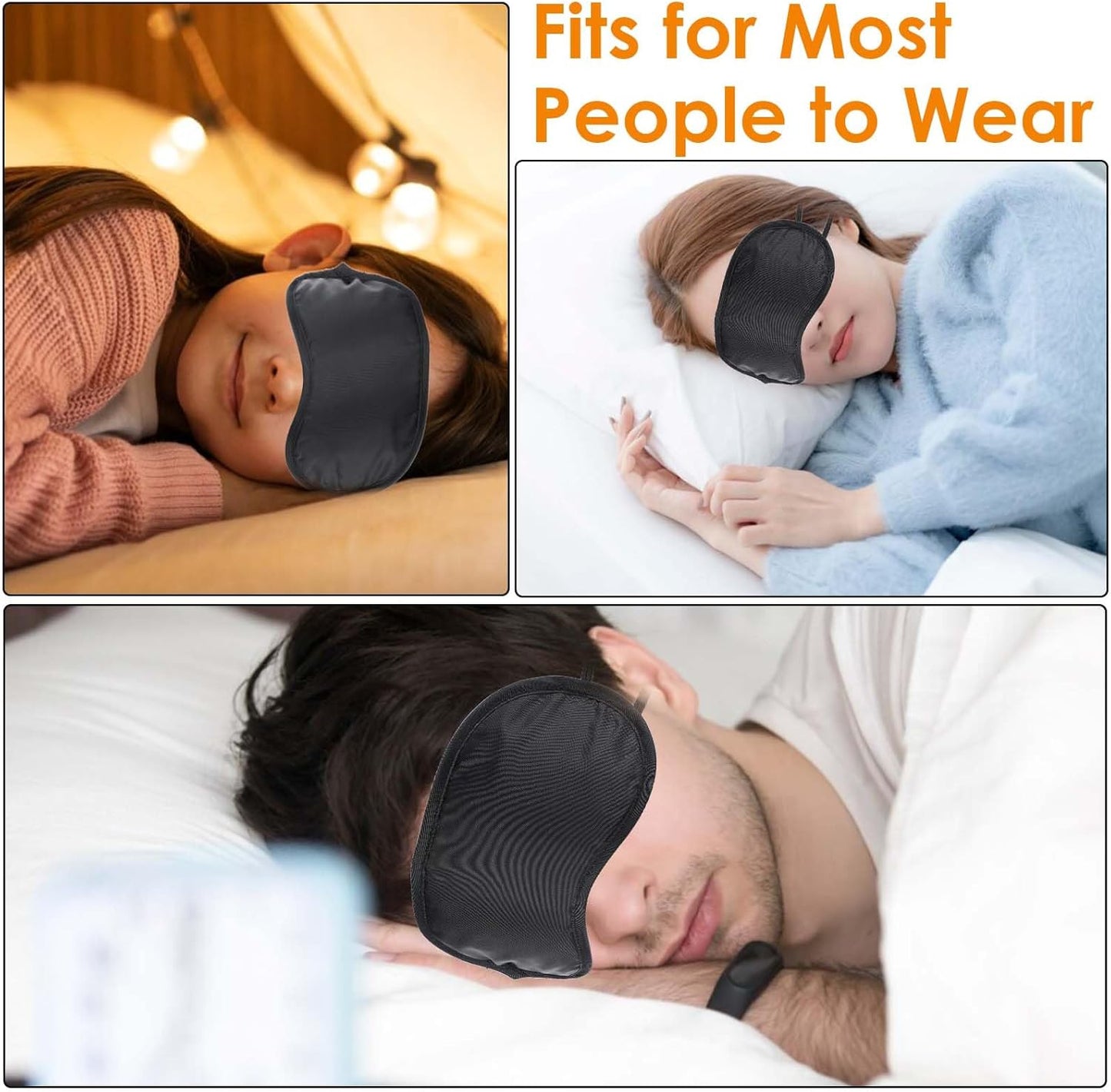 12Pcs Blindfolds for Party Games, Blackout Sleep Mask for Travel, Blindfold Silk Eye Mask with Straps, Soft Breathable Eye Covers for Sleeping Side Sleeper(Black)