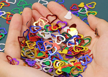 ONLYKXY 1200Pcs Love Heart Shaped Confetti, Table Wedding Decoration, Glitter Confetti for Wedding Party (Silver)