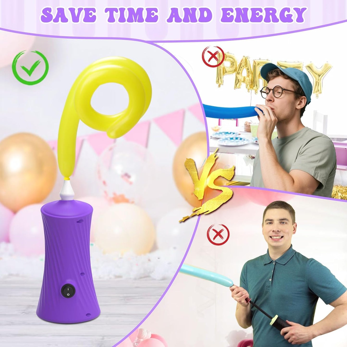206 Balloon Pump Electric Air Pump for Long Balloon Inflator Blower for Foil Twisty Animal Balloons for Birthday Party Celebration Balloons Decorations