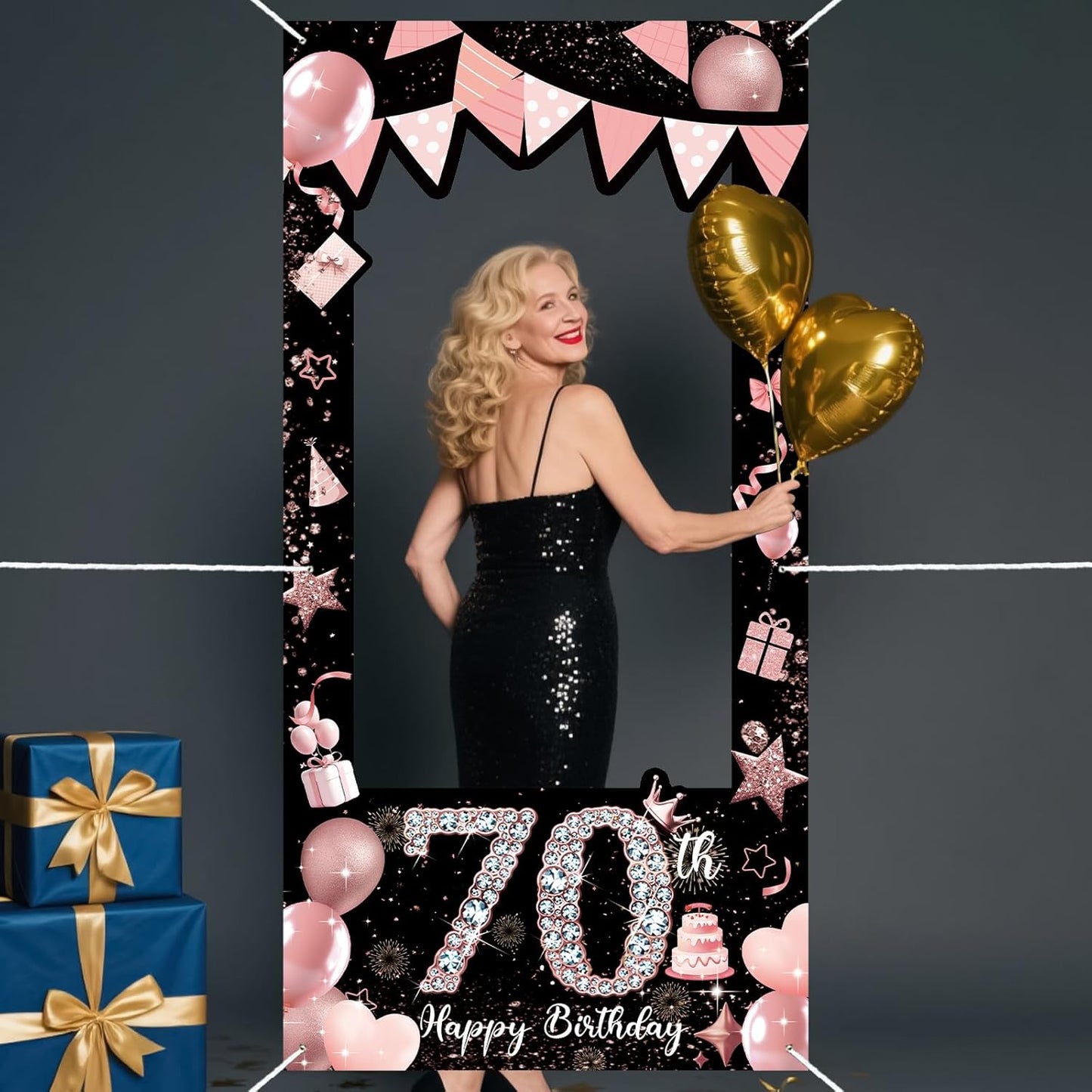Pink 80th Birthday Neon Photography Banner Backdrop Glow Party Disco Dance Neon Theme Birthday Banner Photo Frame Props Props Selfie Background Face Cutout Photo Props Decoration