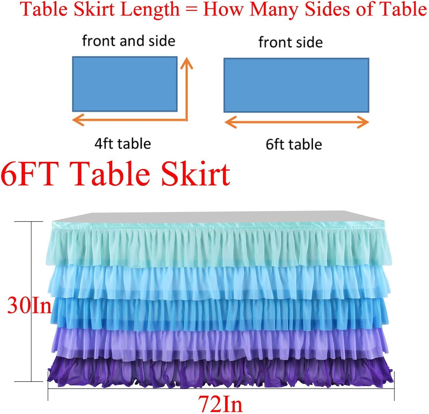 Pastel Rainbow Table Skirt Ruffle Party Tablecloth for Rectangle Table 6ft Birthday Party Baby Shower
