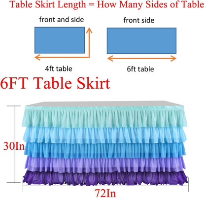 Pastel Rainbow Table Skirt Ruffle Party Tablecloth for Rectangle Table 6ft Birthday Party Baby Shower