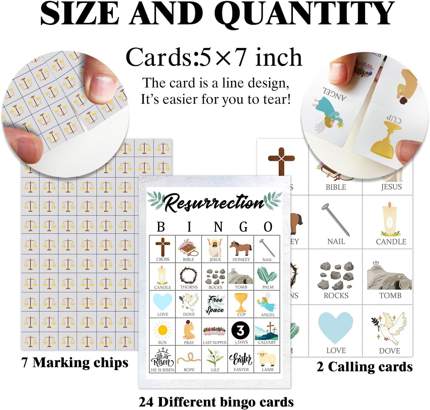 Bible Bingo Game - 24 Player Christian Church Bingo Cards for Women, Men & Family Parties - JK0103