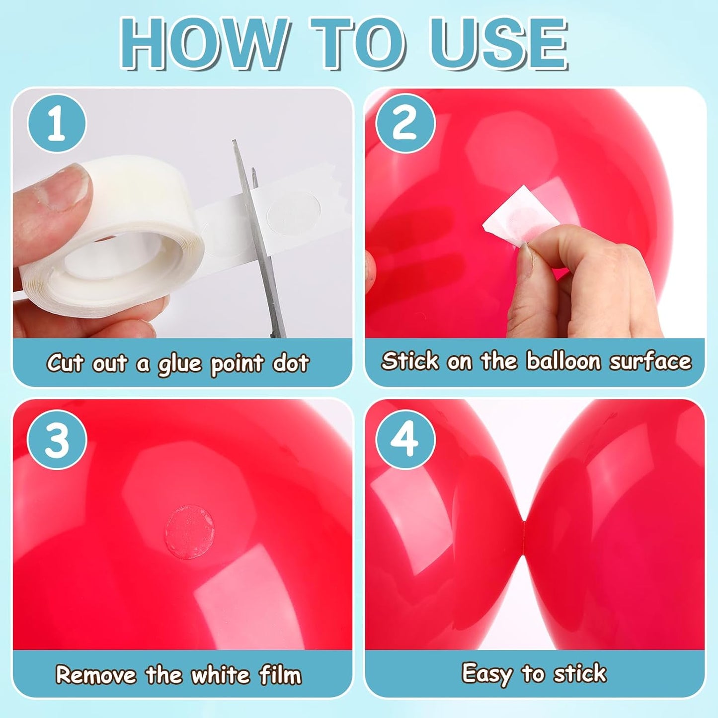 UPINS 300 Pcs Point Dots Balloon Glue Removable Adhesive Point Tape, 3 Rolls Double Sided Dots Stickers for Craft Wedding Decoration