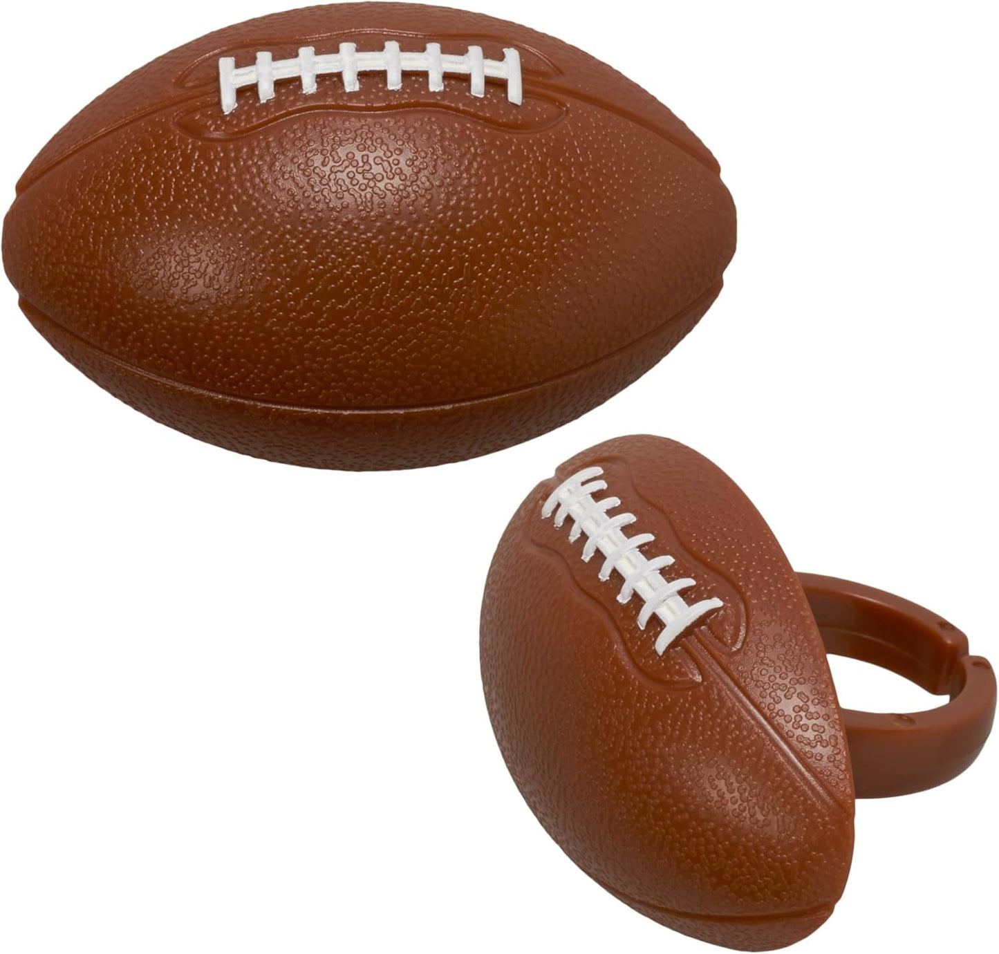 DECOPAC 3D Football Rings, Cupcake Decorations, Food Safe Cake Toppers – 24 Pack