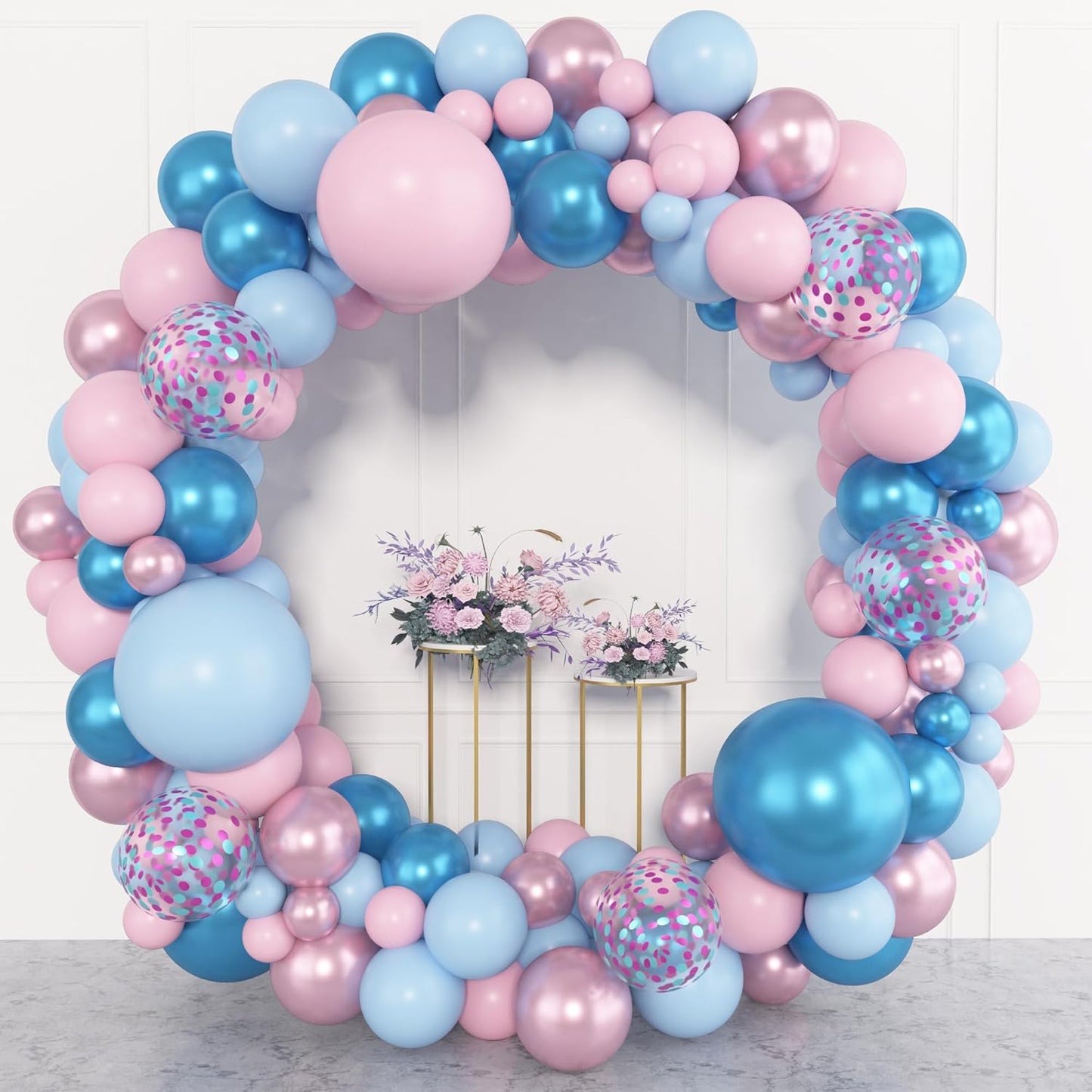 Amandir 153pcs Pink Purple Balloon Garland Arch Kit, Different Sizes 18 12 10 5 inch Pink Purple Red Latex Metallic Confetti Purple Balloons for Girl Women Birthday Bridal Baby Shower Party Decoration