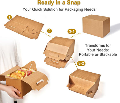 Happyhiram 30 CT Large Welcome Boxes with Handles White, 9x6x6 Gable Gift Easter Boxes Cardboard Paper Party Favor Boxes Barn Style Carry Out Box Recyclable Paper Gift Packaging Boxes for Food Box Lunch Cookies Donuts Baby Shower Bridal Shower Wedding