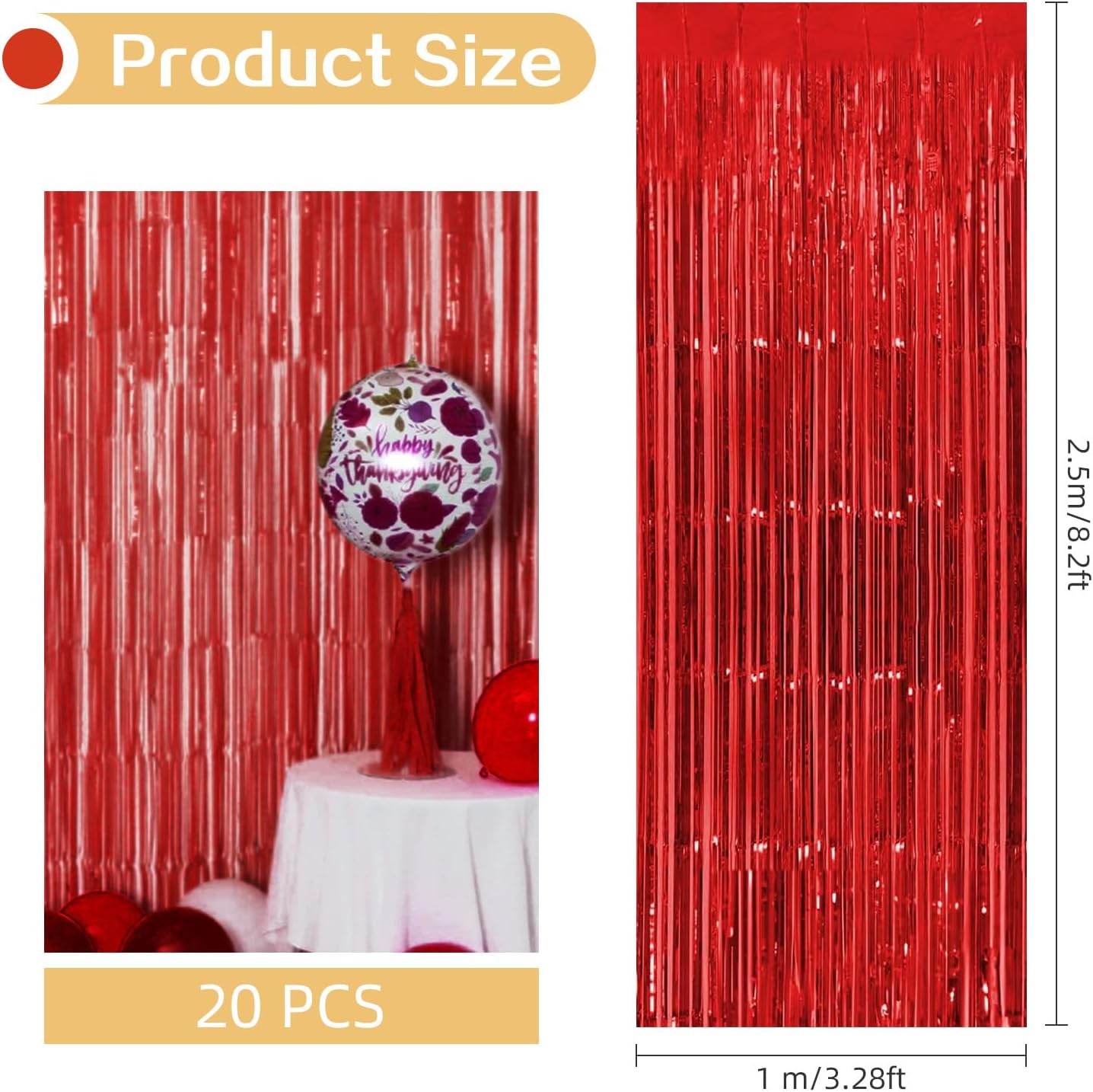 20 Pack Silver Foil Curtain Backdrop 3.2ft x 8.2ft Foil Fringe Backdrop Curtain Metallic Tinsel Foil Fringe Curtains Streamer Backdrop Curtains for Birthday Party Decorations Photo Booth (Silver)