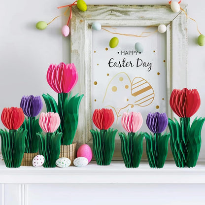 SUNBEAUTY 9PCS Spring Wildflower Party Decorations Wild Flowers Honeycomb Centerpieces for Tables Wildflower Birthday Spring Flower Theme Party Decorations for Garden Baby Shower, Easter, Mothers Day
