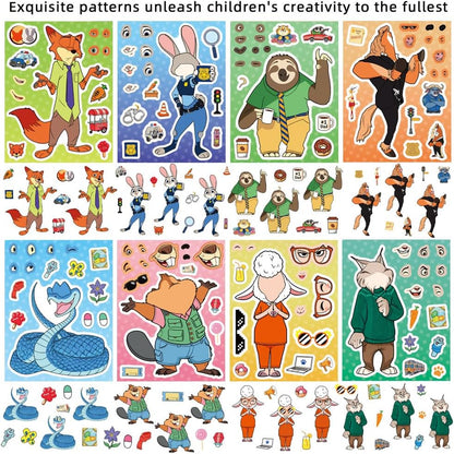 24 Sheets Cool Monster Sticker Cute Cartoon Charaters Make Your Own Sticker, Make a Face Stickers Party Favors Activities Gifts (c)