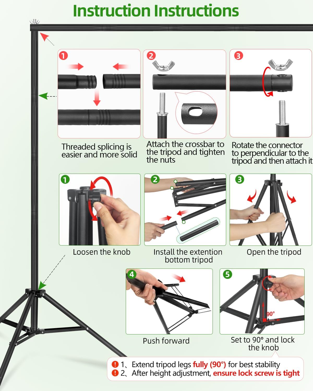Hemmotop Backdrop Stand 10x8ft (WxH), Photography Background Stand for Parties, Adjustable Photo Backdrop Stands Kit for Wedding, Photo Booth, Party, Decoration, Balloon, Projector Screen