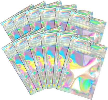 Trunple Smell Proof Bags & Resealable Foil Pouch Mylar Sample Bag Great for Party Favor Food Storage (Holographic Color) (50pcs-6x9 inch)