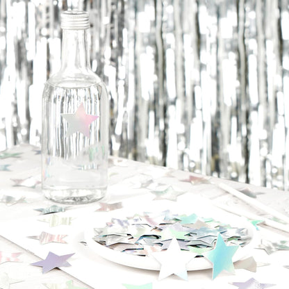 300pcs Navy Blue White Silver Confetti,Glitter Paper decor Twinkle Little Star Table Confetti,Birthday Graduation 2024 Fathers Day Wedding Baby Shower Party Decorations Circle Dots Lasting Surprise