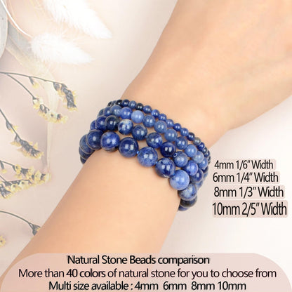 LPBeads Handmade Natural Gemstone Stretch Elastic Bracelet Healing Crystal Round Stone Beads Jewelry Gifts for Women Men