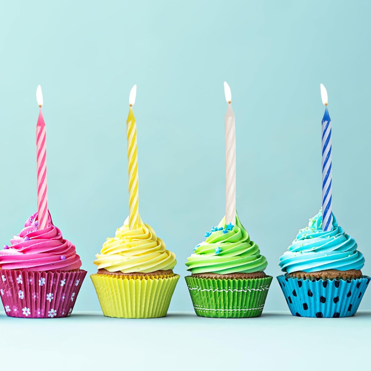 72-Count Birthday Candles Multicolored Spiral, Birthday Candles for Cake, Cupcake Candles, Party Celebration