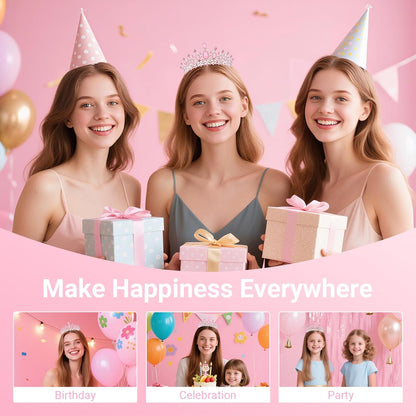 Birthday Tiara and Crown with Sash, Birthday Tiara for Women Party Silver