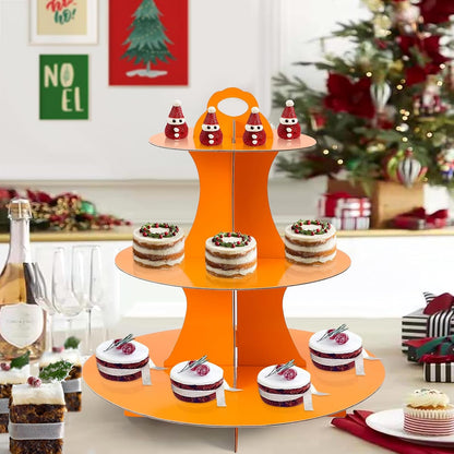 Soleebee 3-Tier Round Cupcake Stand, Cardboard Cupcake Tower, Dessert Cup Cake Stand Tower for Birthday Wedding Party Decoration, Cupcake Tier Stand 1 Set (Hot Pink)