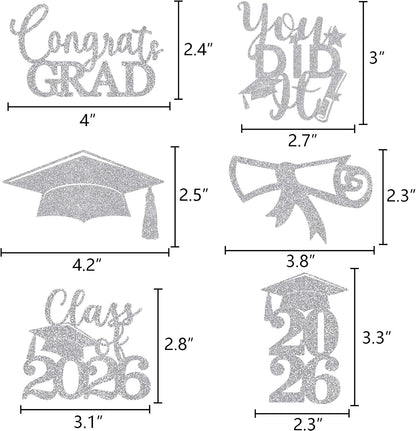 Graduation Centerpiece Sticks 24PCS Glitter Grad Picks Party Table Decor Senior High School College Sign Gold