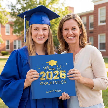 Pajean Graduation Guest Book Set Class of 2026 Memory Scrapbook with Photo Guest Book Sign Dual Tip Pens Photo Corner Stickers Grad Cap Stickers for Grad Party Decorations Supplies Gifts (Black)