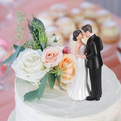 Remerry 4.5" Wedding Bride and Groom Cake Topper Vintage Elegant Wedding Cake Topper Couple Figurine Novios Para Pastel for Engagement Romantic Funny Couple Statue Anniversary(Romantic Era,White)