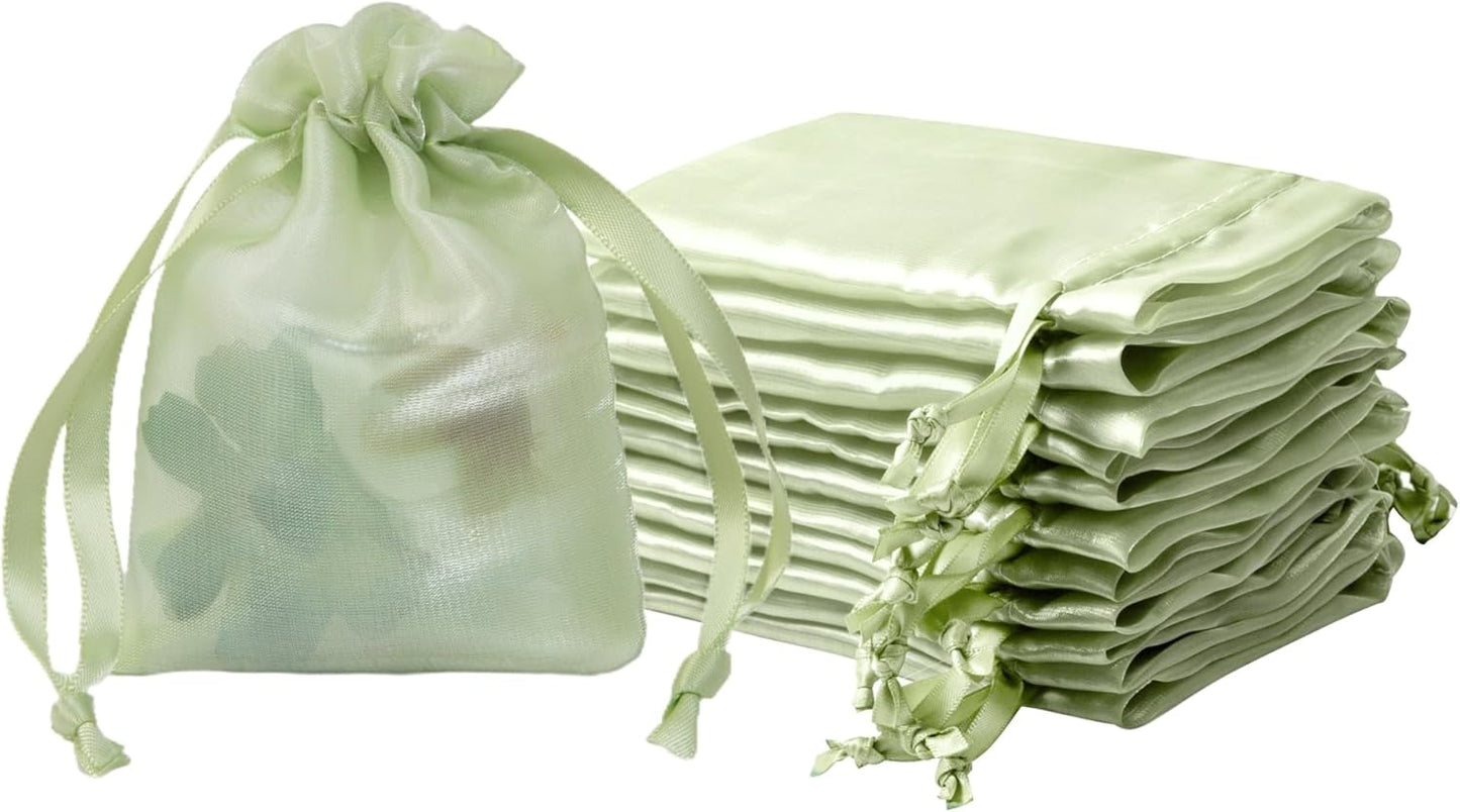 QIANF 20 Pcs Peacock Blue Small Organza Bags 3X4 inch for Wedding Favors with Drawstring, Mini Mesh Gift Bags Jewelry Pouch for Candy Bridal Shower Party Favor Baby Shower Christmas