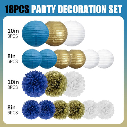 18 PCS Tissue Paper Pom Poms, Tissue Pom Poms Flowers, Sizes of 6", 10", 12", 14" Hanging Paper Flower Ball for Wedding, Birthday, Halloween, Christmas, Baby Shower Party Decor (Red Black Gold)