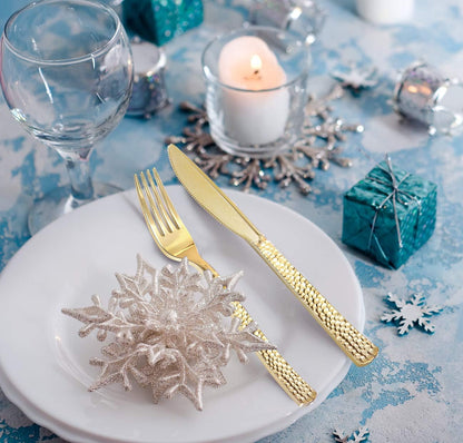Supernal 360pcs Silver Plastic Cutlery,Elegant Plastic Silverware,Silver Hammed Silverware,Disposable Flatware,Include 120 Forks,120 Knvies,120 Spoons,Perfect for Birthday,Party,Wedding