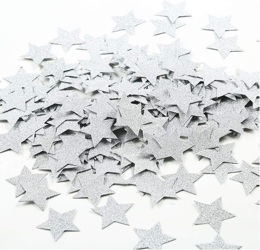 MOWO Glitter Five Stars Confetti Wedding Party Decor and Table Decor, 1.2’’ in Diameter (Glitter Gold,200pc)