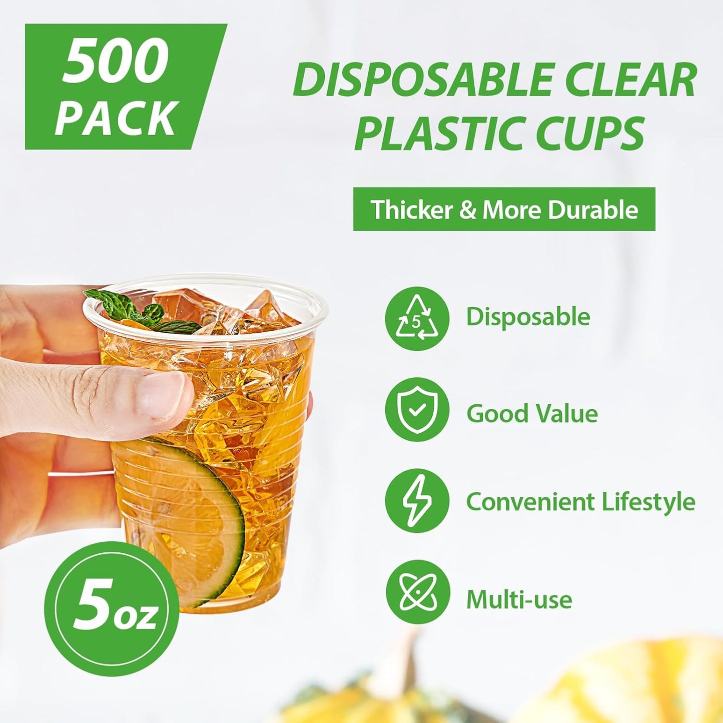 Lilymicky 500 Pack 9 oz Clear Plastic Cups, Disposable Drinking Cups, Plastic Party Cups for Birthday Parties, Picnics, Ceremonies, and Any Events